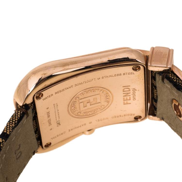 Pre Owned Fendi Mother of Pearl Gold Plated Stainless Steel and Canvas B.Fendi 3800G Women's Wristwatch 33 mm