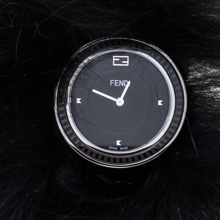 مملوكة مسبقًا Fendi Black Stainless Steel My Way Fur Glamy 35000M Women's Wristwatch 36 mm