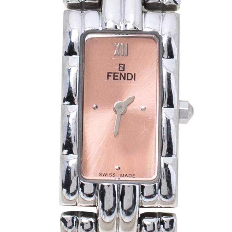 Pre Owned Fendi Salmon Stainless Steel 660L Women's Wristwatch 14 mm