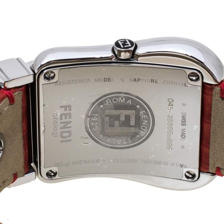 Pre Owned Fendi Mother of Pearl Stainless Steel Leather B.Fendi 3800G Women's Wristwatch 33 mm
