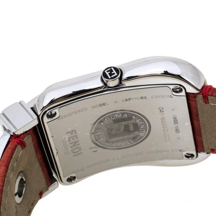 Pre Owned Fendi Mother of Pearl Stainless Steel Leather B.Fendi 3800G Women's Wristwatch 33 mm