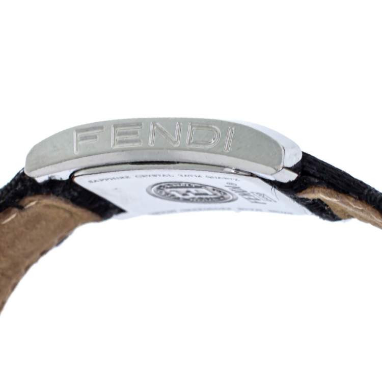 Pre Owned Fendi White Mother Of Pearl Stainless Steel Diamond Orologi 7000L Women's Wristwatch 21 mm