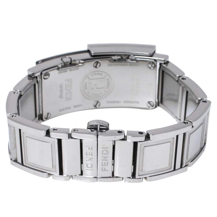 Pre Owned Fendi White/Black Stainless Steel Secret 5500L Women's Wristwatch 20 mm