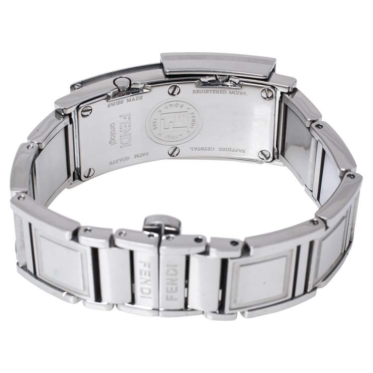 Pre Owned Fendi White/Black Stainless Steel Secret 5500L Women's Wristwatch 20 mm