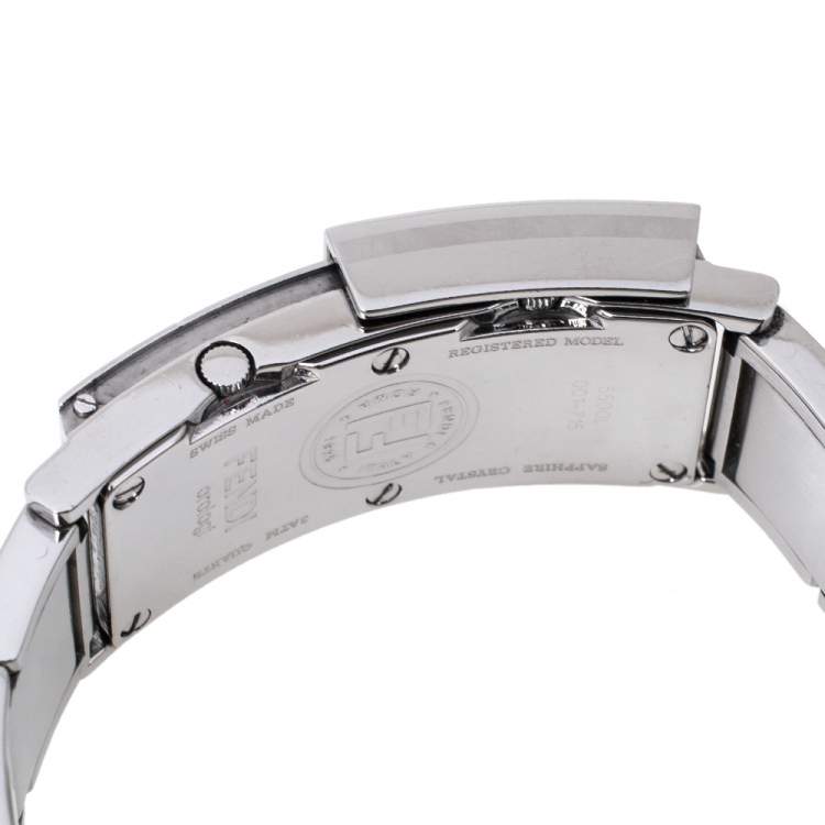 Pre Owned Fendi White/Black Stainless Steel Secret 5500L Women's Wristwatch 20 mm