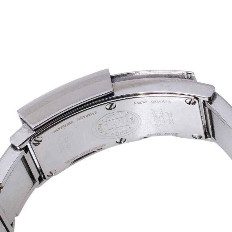 Pre Owned Fendi White/Black Stainless Steel Secret 5500L Women's Wristwatch 20 mm