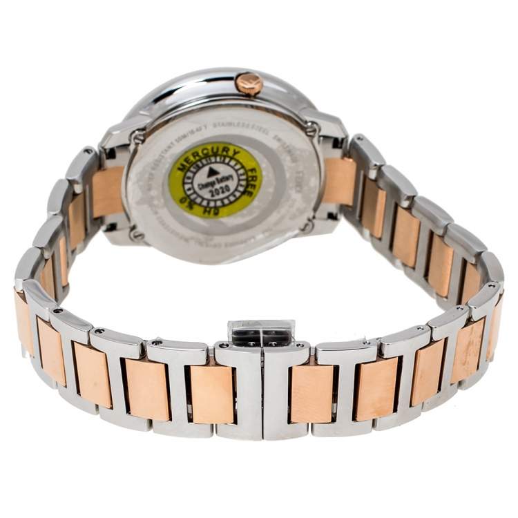 Pre Owned Fendi Opaline White Two-Tone Stainless Steel Runaway 71000M Women's Wristwatch 36 mm