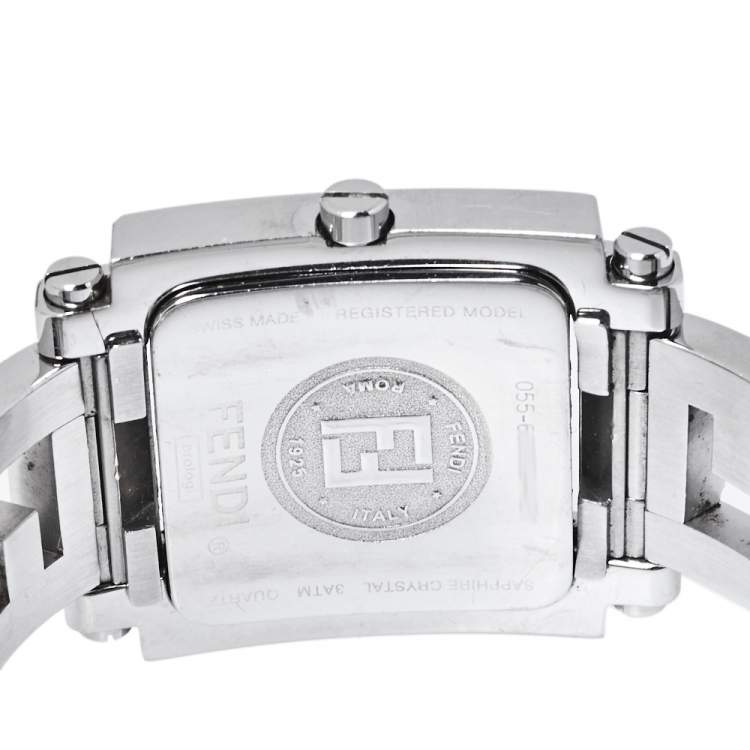 مملوكة مسبقًا Fendi Silver Stainless Steel Quadro 6000G Women's Wristwatch 30 mm