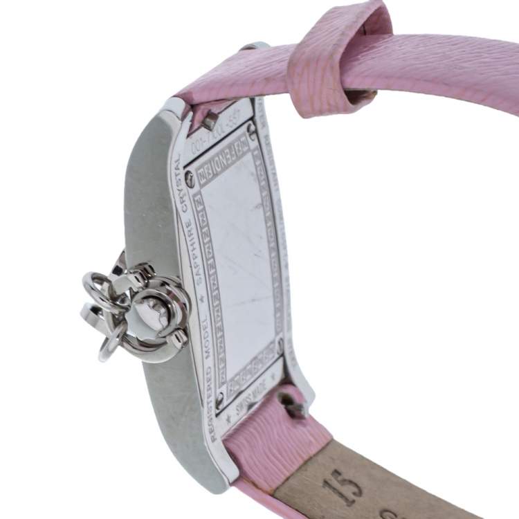 Pre Owned Fendi Mother of Pearl Leather Stainless Steel 7100L Women's Wristwatch 21 MM