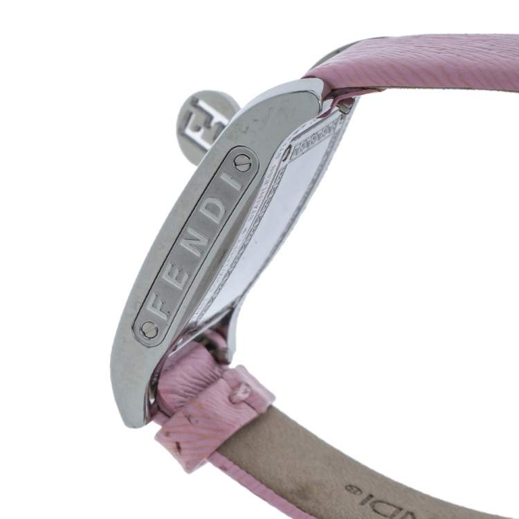 Pre Owned Fendi Mother of Pearl Leather Stainless Steel 7100L Women's Wristwatch 21 MM