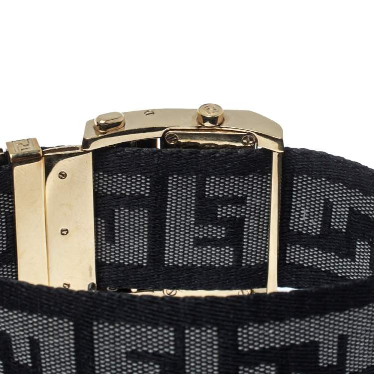 Pre Owned Fendi Cream Gold Tone Stainless Steel 1130L Zip Code Women Wristwatch 38MM