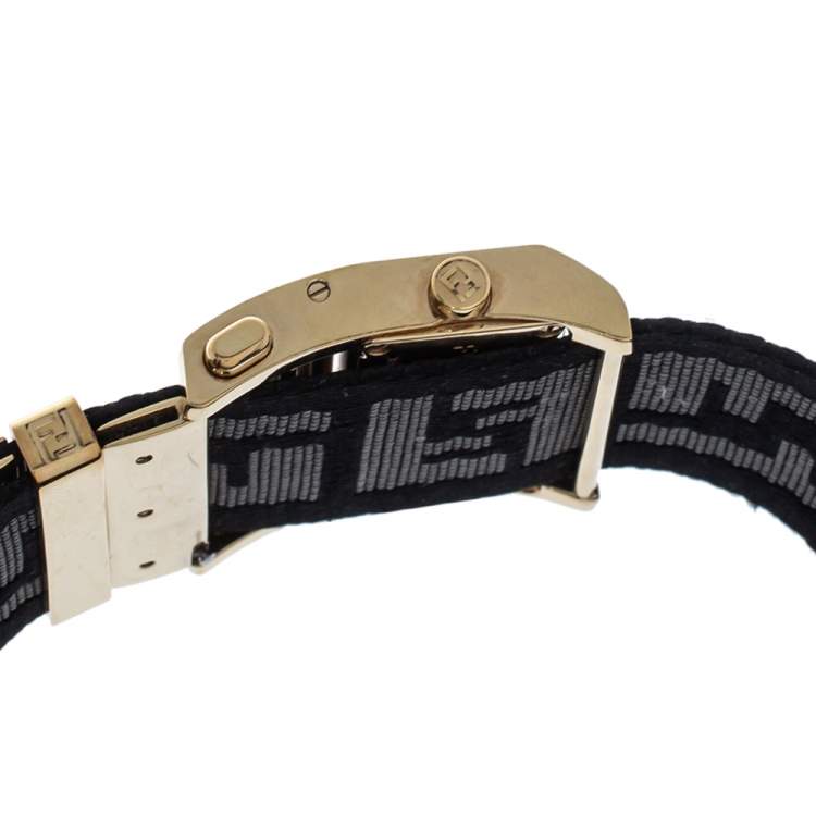 Pre Owned Fendi Cream Gold Tone Stainless Steel 1130L Zip Code Women Wristwatch 38MM
