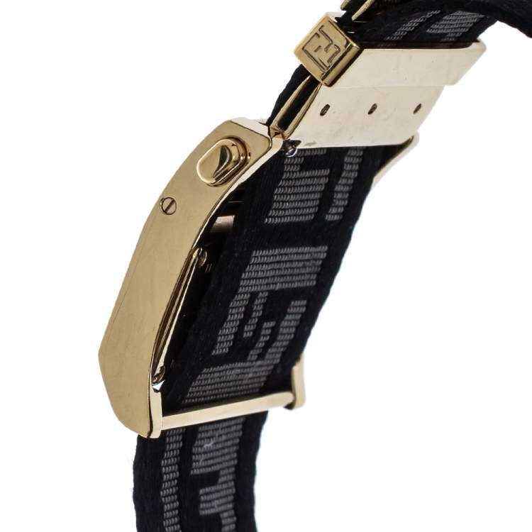 Pre Owned Fendi Cream Gold Tone Stainless Steel 1130L Zip Code Women Wristwatch 38MM