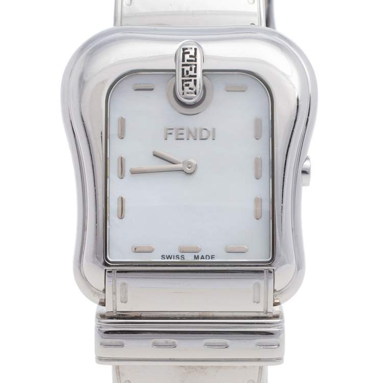 Pre Owned Fendi Mother Of Pearl Stainless Steel B.Fendi 3800G Women's Wristwatch 33 mm