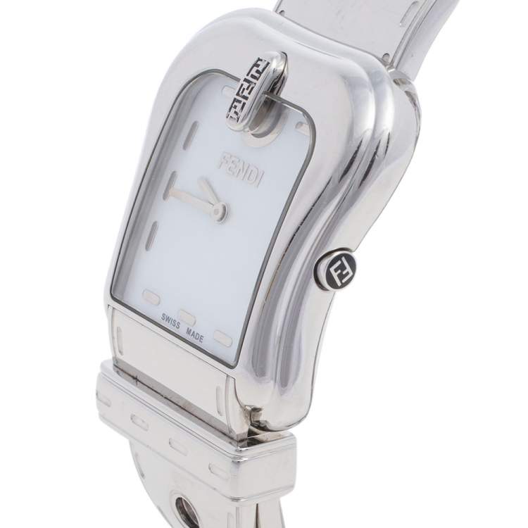 Pre Owned Fendi Mother Of Pearl Stainless Steel B.Fendi 3800G Women's Wristwatch 33 mm