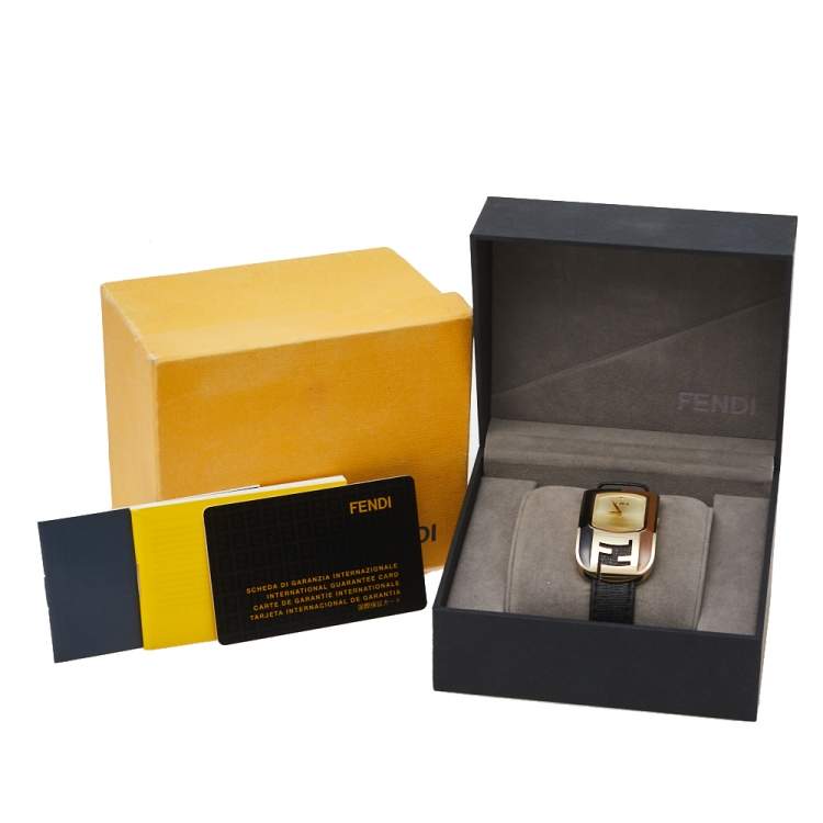 Pre Owned Fendi Yellow Gold Plated Stainless Steel Leather Chameleon 30000M Women's Wristwatch 29 mm