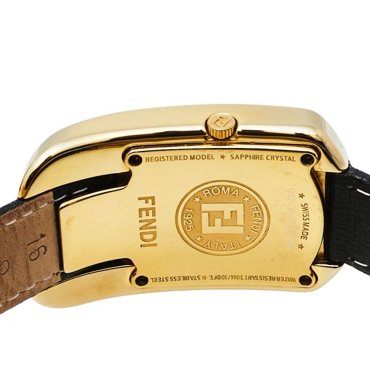 Pre Owned Fendi Yellow Gold Plated Stainless Steel Leather Chameleon 30000M Women's Wristwatch 29 mm