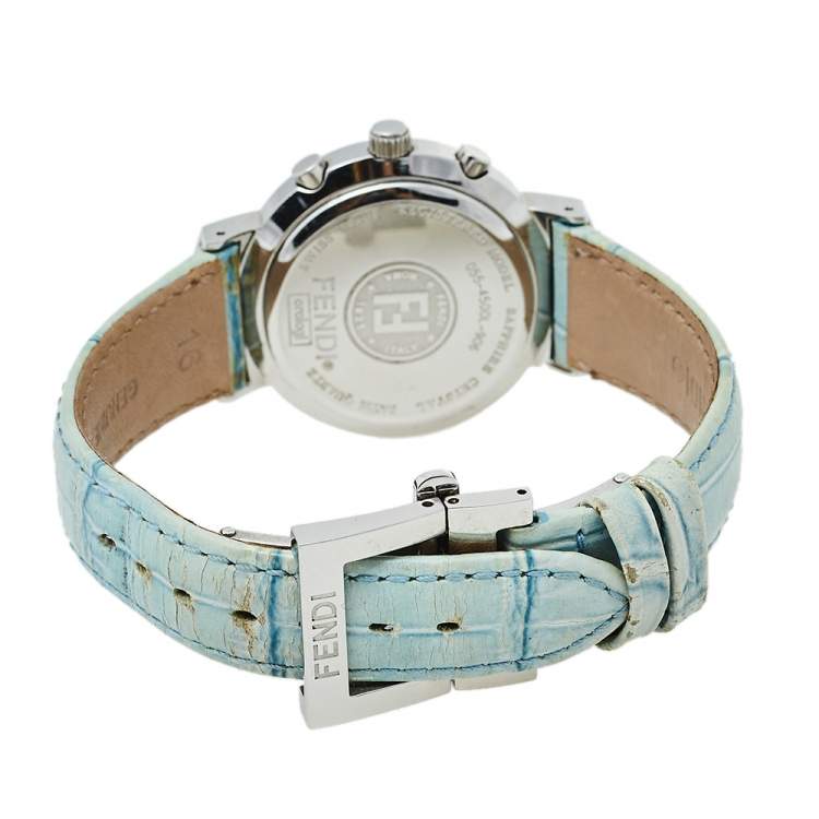 Pre Owned Fendi Mother Of Pearl Stainless Steel & Leather 4500L Women's Wristwatch 32 mm