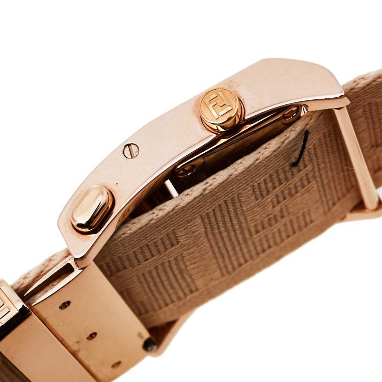 Pre Owned Fendi Cream Rose Gold Tone Stainless Steel Zip Code 1140L Women's Wristwatch 38 mm