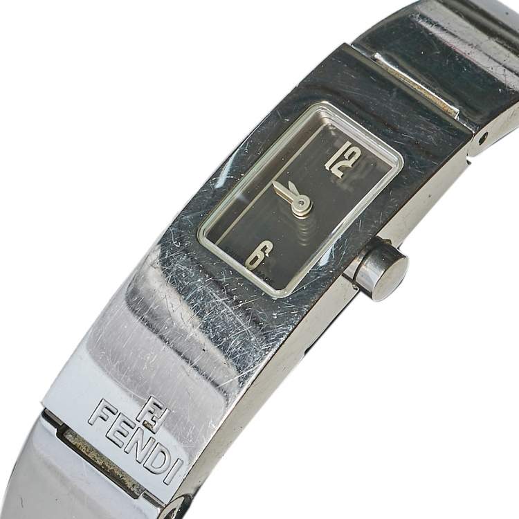 Pre Owned Fendi Silver Stainless Steel 3300L Bangle Women's Wristwatch 13 mm