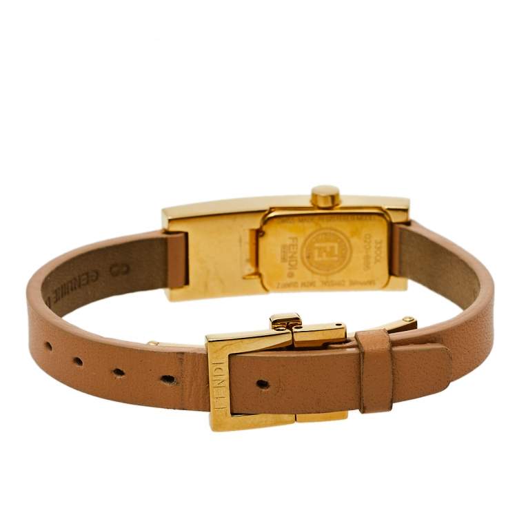 Pre Owned Fendi Champagne Gold Plated Stainless Steel Orologi 3300L Women's Wristwatch 13 mm