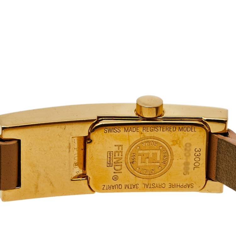 Pre Owned Fendi Champagne Gold Plated Stainless Steel Orologi 3300L Women's Wristwatch 13 mm