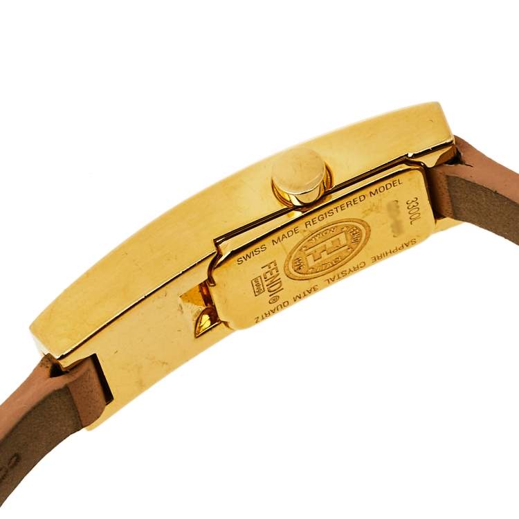 Pre Owned Fendi Champagne Gold Plated Stainless Steel Orologi 3300L Women's Wristwatch 13 mm