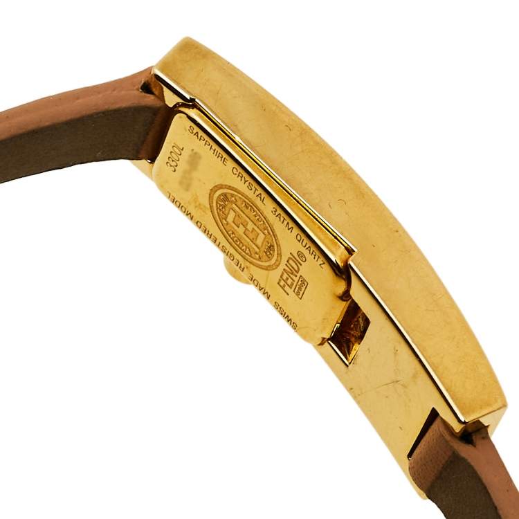 Pre Owned Fendi Champagne Gold Plated Stainless Steel Orologi 3300L Women's Wristwatch 13 mm