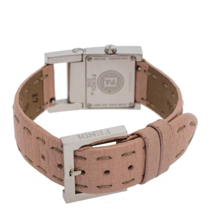 Pre Owned Fendi Creme Stainless Steel Leather 5200L Quartz Women's Wristwatch 23MM