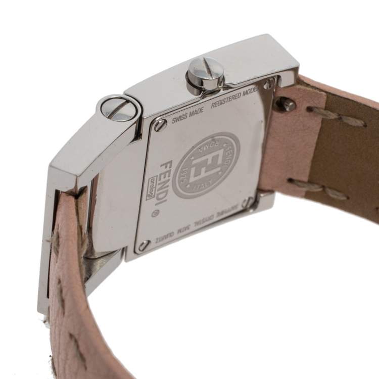 Pre Owned Fendi Creme Stainless Steel Leather 5200L Quartz Women's Wristwatch 23MM