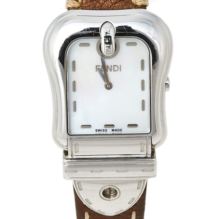 Pre Owned Fendi Mother of Pearl Stainless Steel B.Fendi 3800G Women's Wristwatch 33 mm