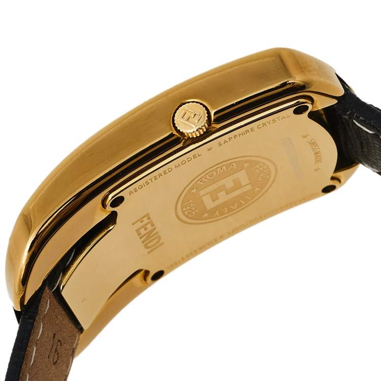 Pre Owned Fendi Black Gold Plated Stainless Steel Chameleon Diamond 30000M Women's Wristwatch 29 mm