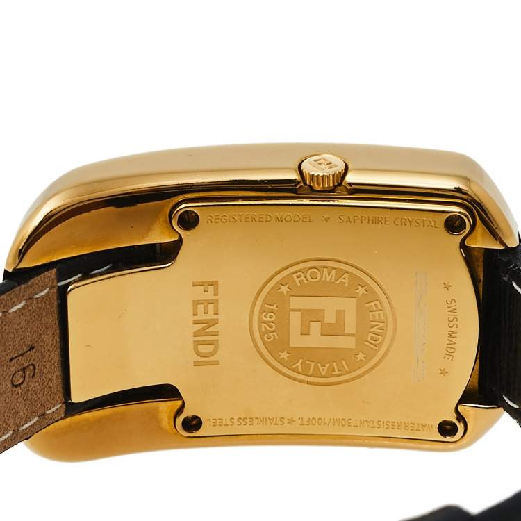 Pre Owned Fendi Black Gold Plated Stainless Steel Chameleon Diamond 30000M Women's Wristwatch 29 mm