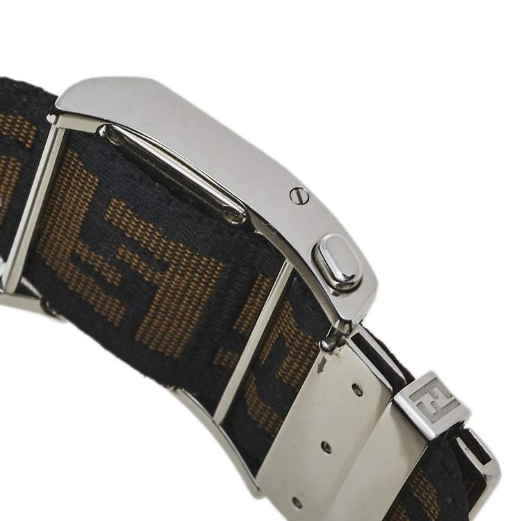 Pre Owned Fendi Cream Stainless Steel FF Zip Code 1120L Women's Wristwatch 38 mm