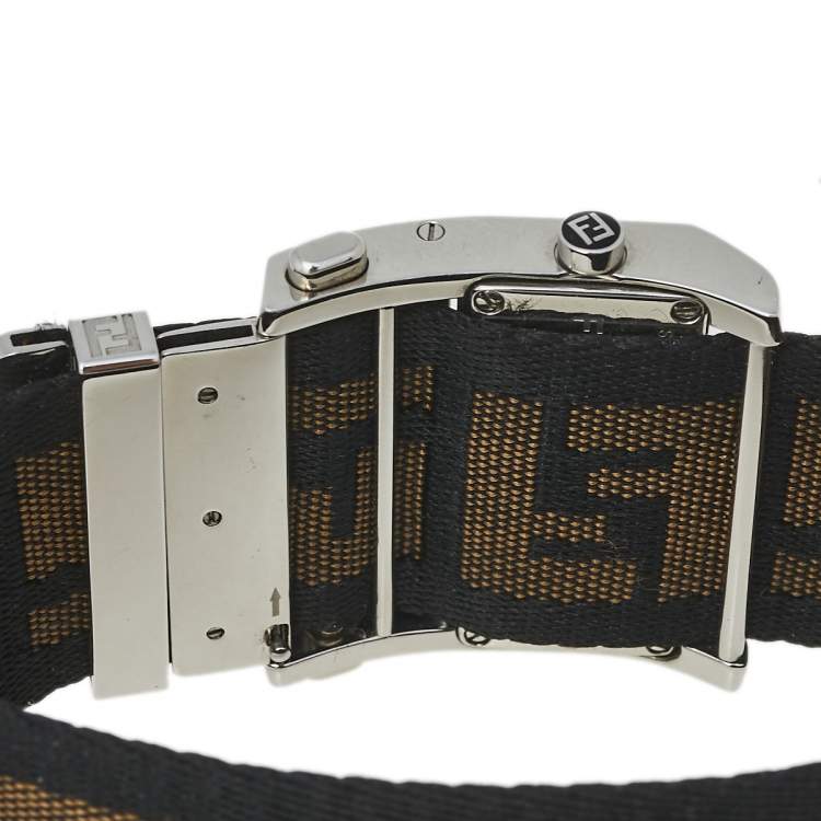 Pre Owned Fendi Cream Stainless Steel FF Zip Code 1120L Women's Wristwatch 38 mm