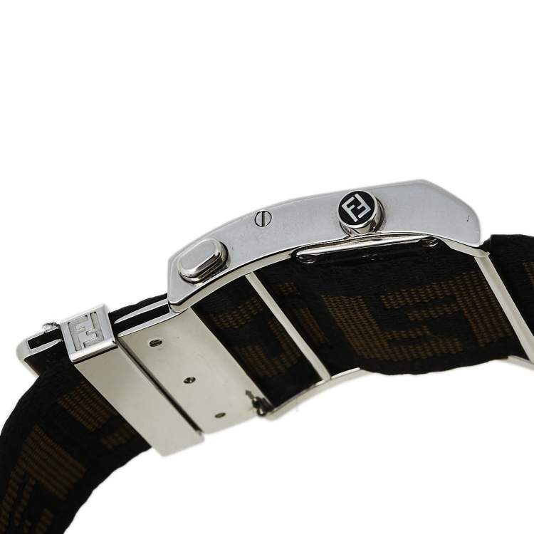 Pre Owned Fendi Cream Stainless Steel FF Zip Code 1120L Women's Wristwatch 38 mm