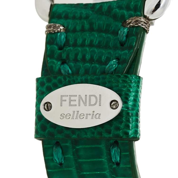 Pre Owned Fendi Black Stainless Steel Leather Selleria 8100M Women's Wristwatch 37 mm