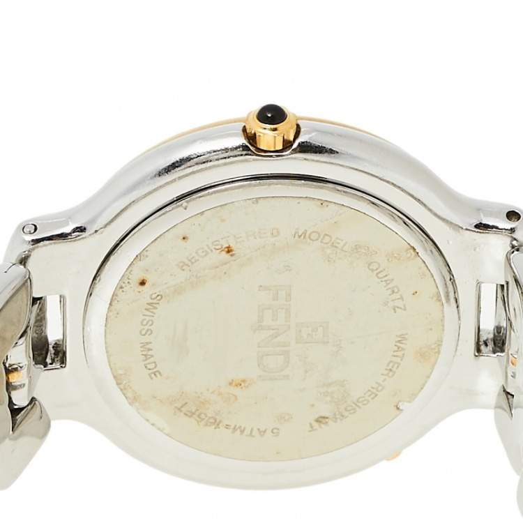 Pre Owned Fendi White Two-Tone Stainless Steel 920G Women's Wristwatch 36 mm
