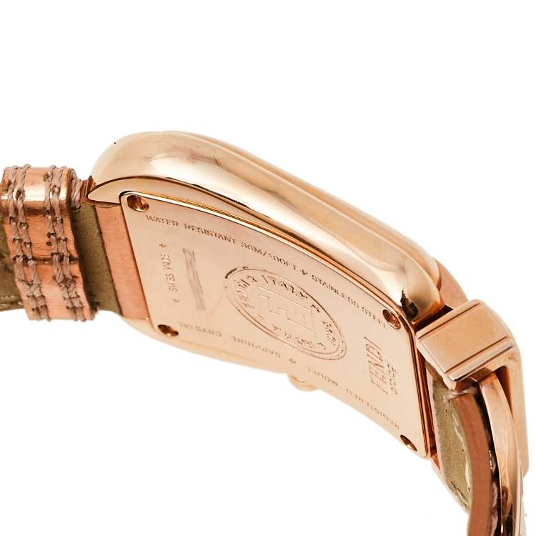 Pre Owned Fendi Rose Gold Plated Stainless Steel and Leather B.Fendi 3800G Women's Wristwatch 33 mm