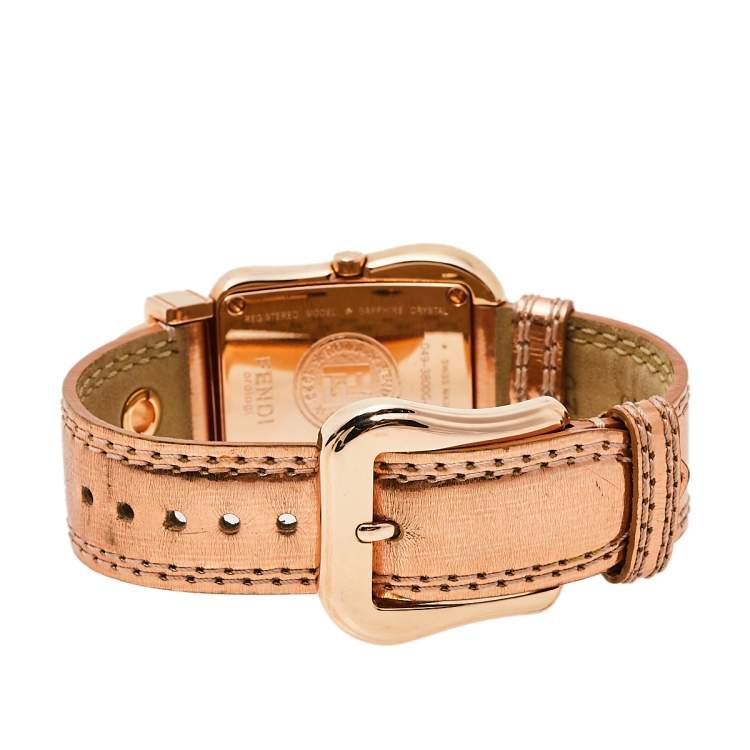 Pre Owned Fendi Rose Gold Plated Stainless Steel and Leather B.Fendi 3800G Women's Wristwatch 33 mm