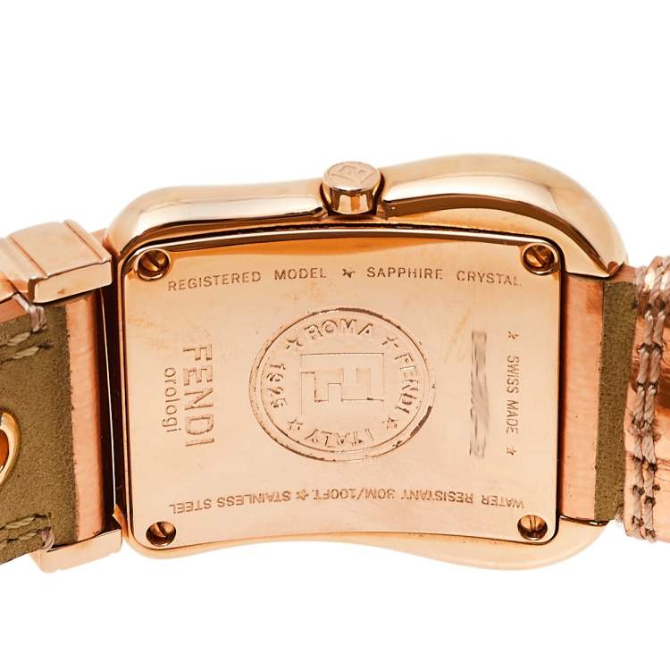 Pre Owned Fendi Rose Gold Plated Stainless Steel and Leather B.Fendi 3800G Women's Wristwatch 33 mm