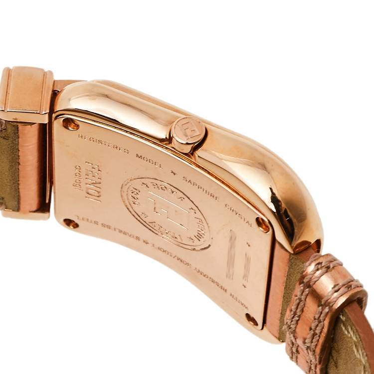 Pre Owned Fendi Rose Gold Plated Stainless Steel and Leather B.Fendi 3800G Women's Wristwatch 33 mm