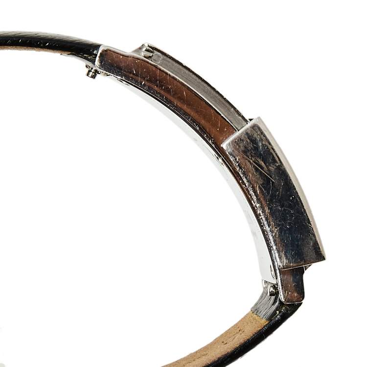 Pre Owned Fendi White/Black Stainless Steel Leather Secret 5500L Women's Wristwatch 20 mm x 37 mm