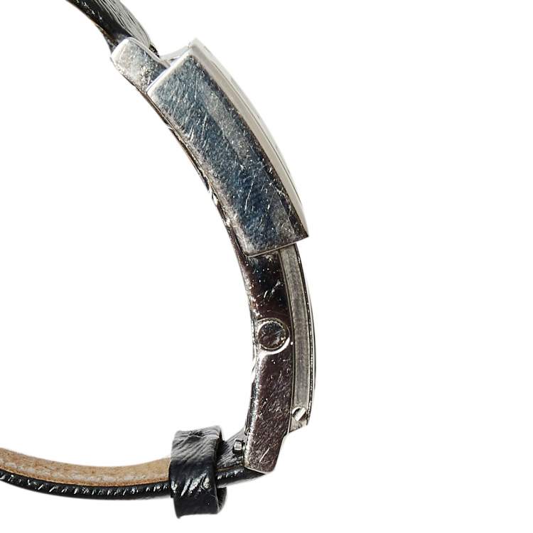 Pre Owned Fendi White/Black Stainless Steel Leather Secret 5500L Women's Wristwatch 20 mm x 37 mm
