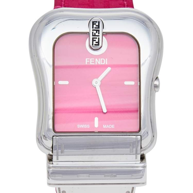 Pre Owned Fendi Pink Stainless Steel B.Fendi 3800G Women's Wristwatch 33 mm