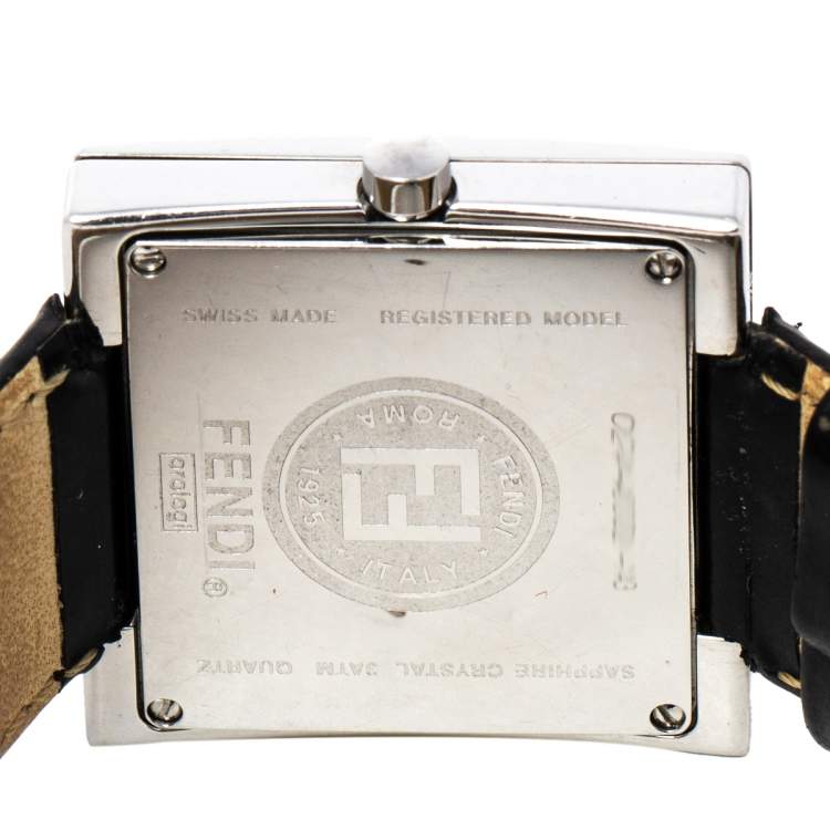 Pre Owned Fendi Silver Stainless Steel 4000L Logo Square Women's Wristwatch 31 mm