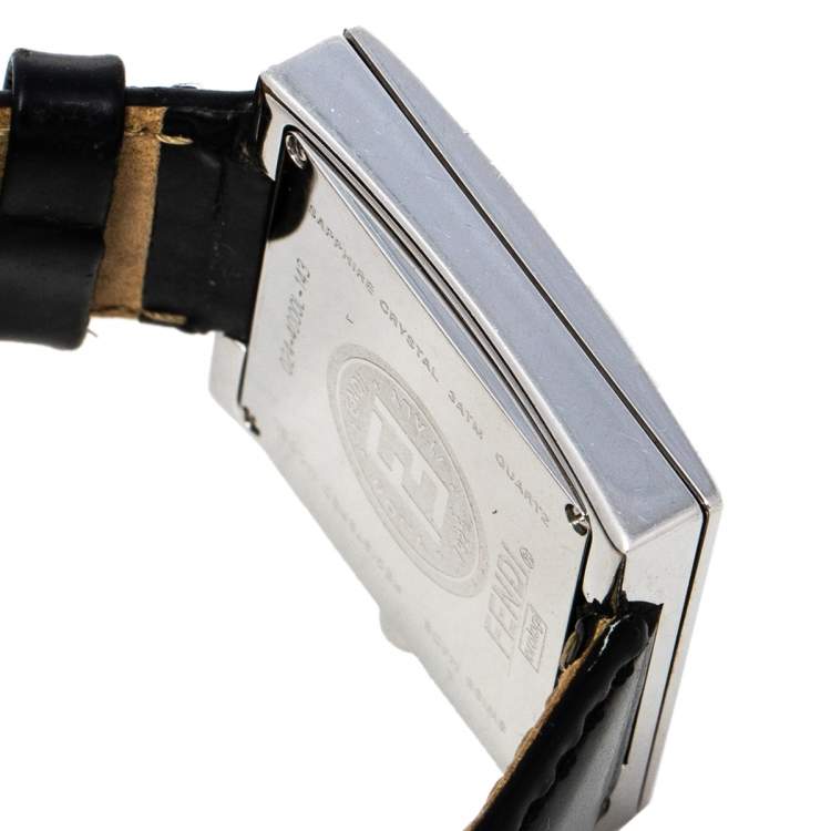 Pre Owned Fendi Silver Stainless Steel 4000L Logo Square Women's Wristwatch 31 mm