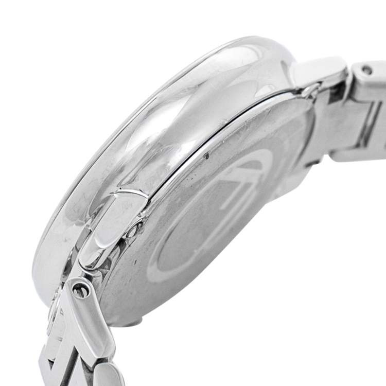 Pre Owned Fendi White Stainless Steel Diamonds Runaway 71000S Women's Wristwatch 28 mm