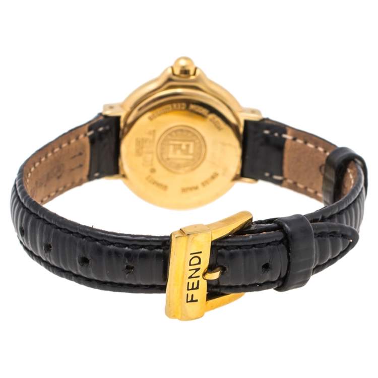 Pre Owned Fendi Mother of Pearl Gold Plated Stainless Steel 430L Women's Wristwatch 25 mm