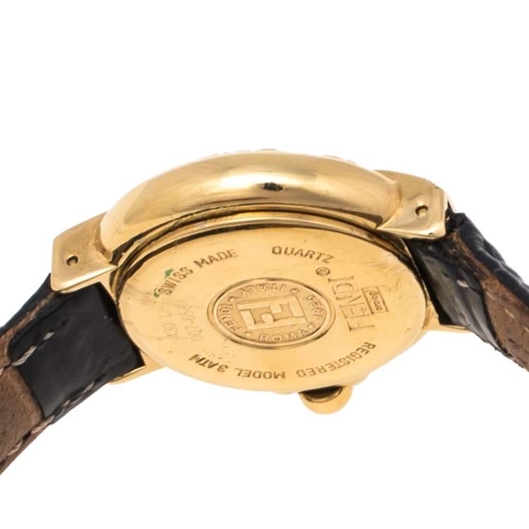 Pre Owned Fendi Mother of Pearl Gold Plated Stainless Steel 430L Women's Wristwatch 25 mm